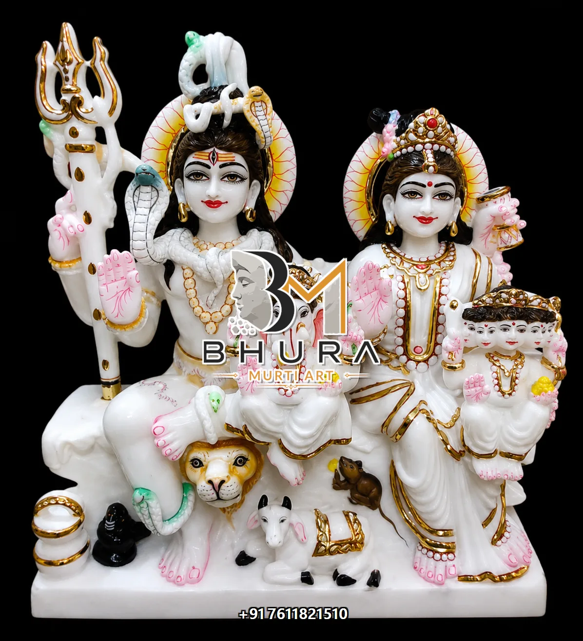 Blessing Pose Shiv Parvati Marble Statue Collection - handcrafted marble design view 5