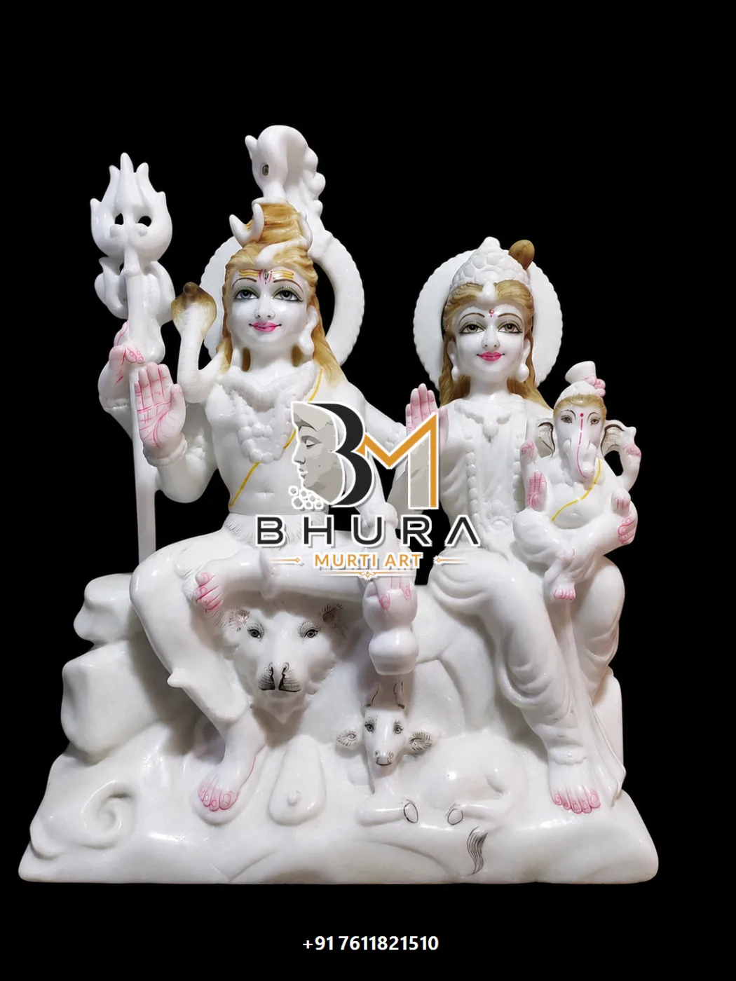 Designer Shiv Parvati Marble Statue Collection - handcrafted marble design view 3