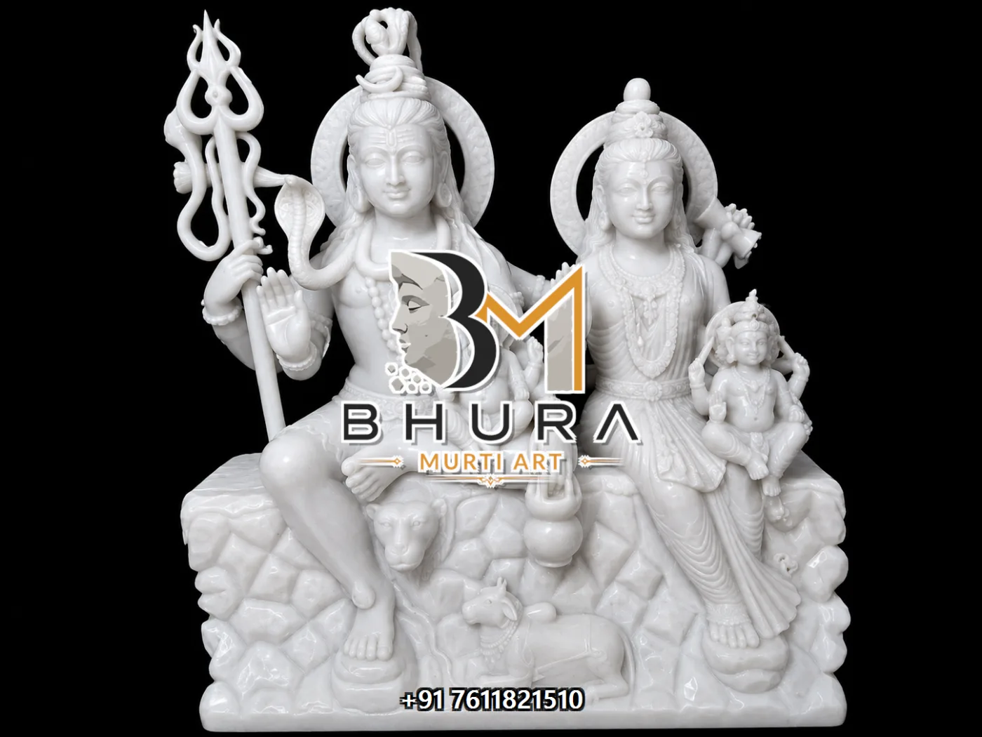 Spiritual Shiv Parvati Marble Statue Collection - handcrafted marble design view 2