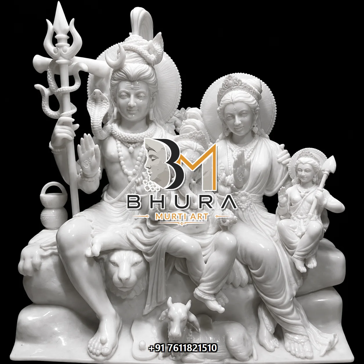 Classic Shiv Parvati Marble Statue Collection - handcrafted marble design view 4