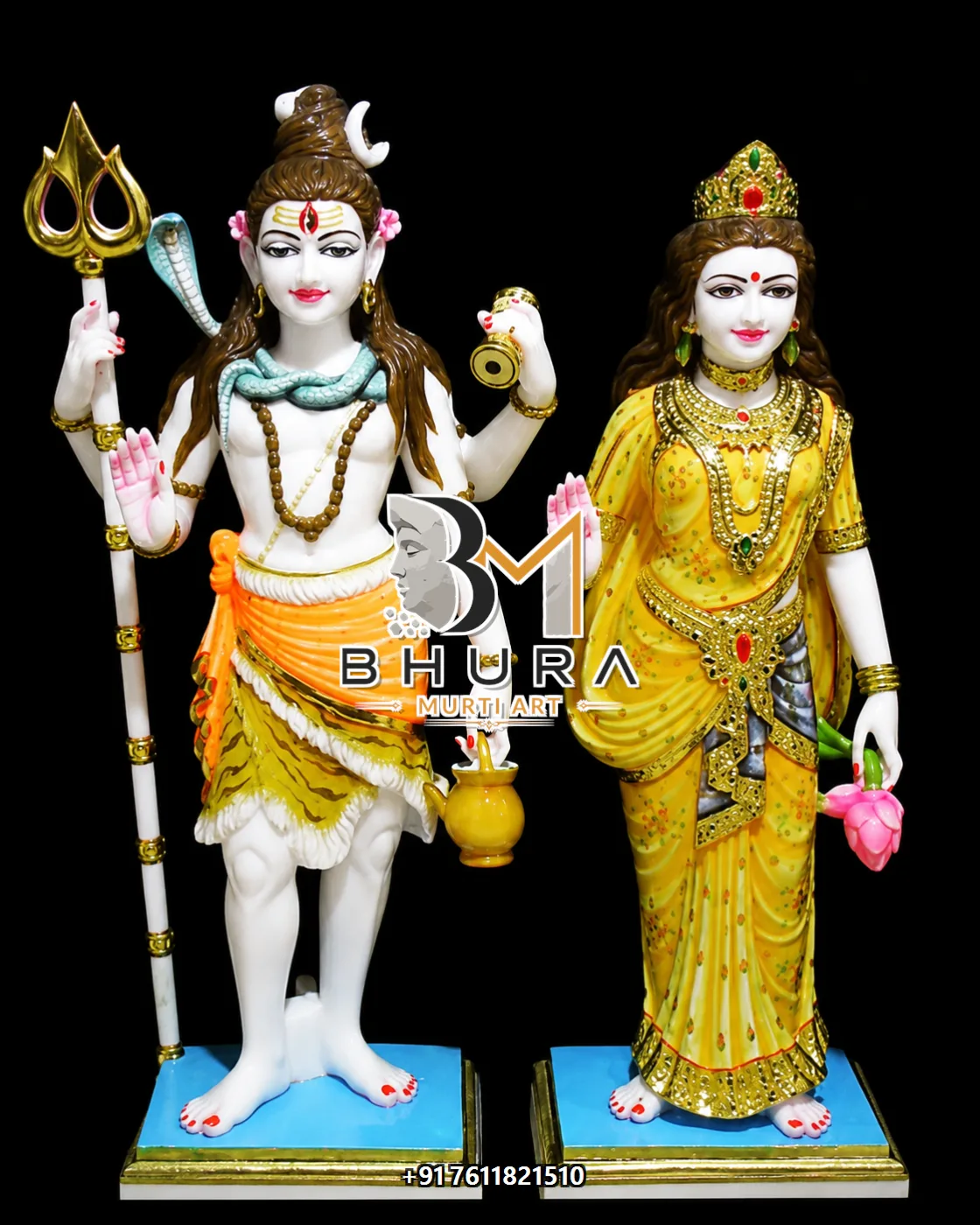 Custom-Made Shiv Parvati Marble Statue Collection - handcrafted marble design view 2