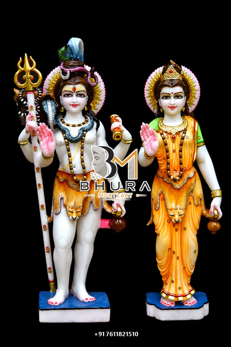 Custom-Made Shiv Parvati Marble Statue Collection - handcrafted marble design view 3