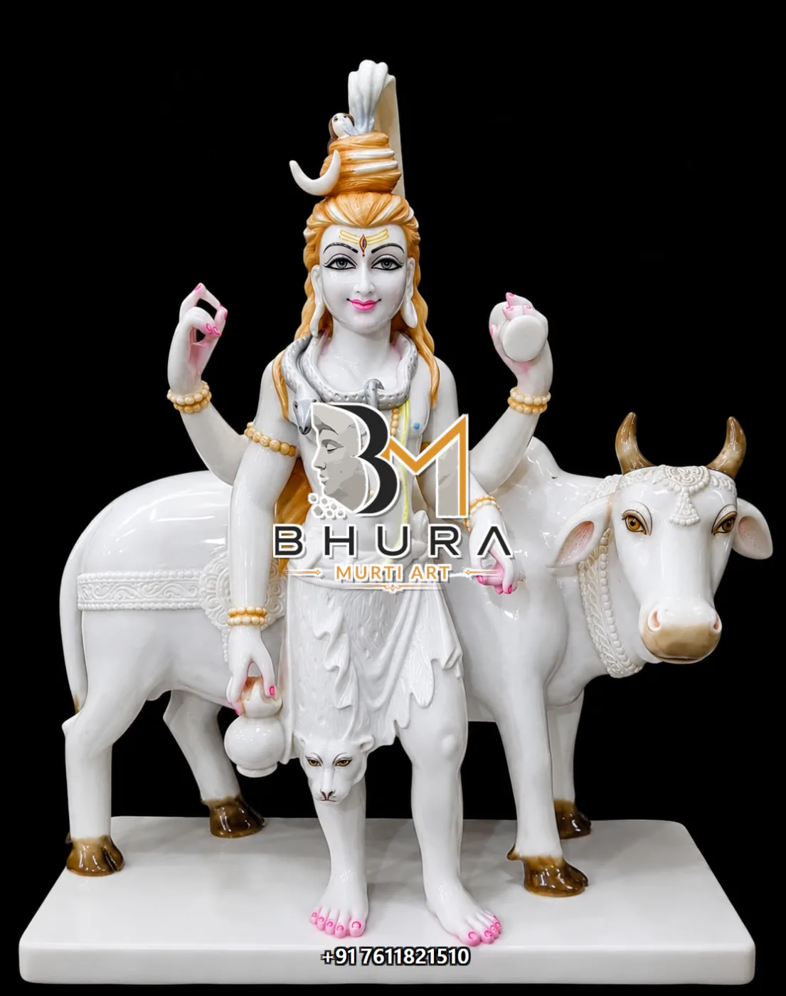 Handcrafted Shiv Shankar Marble Statue Collection - handcrafted marble design view 2