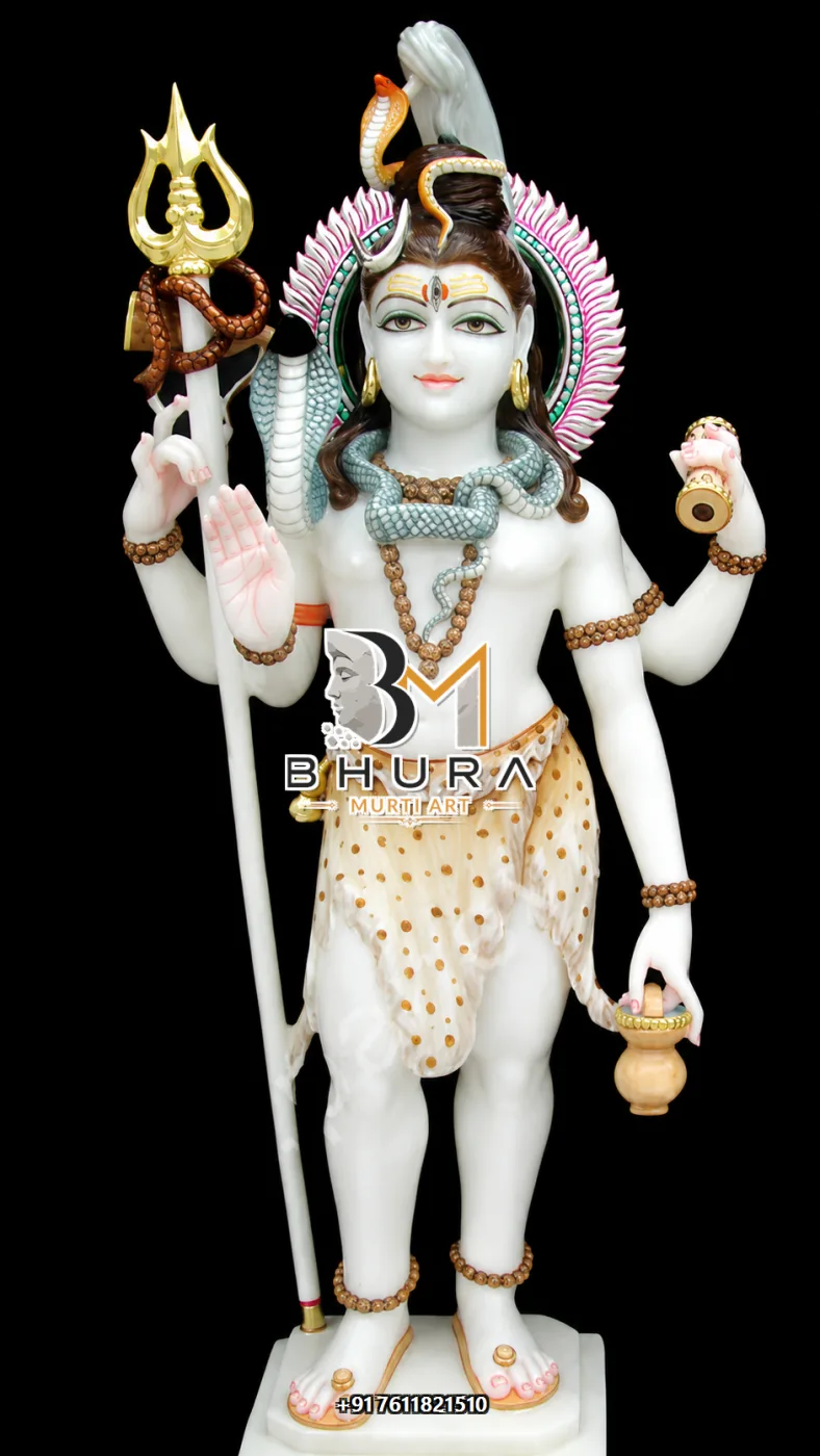 Handcrafted Shiv Shankar Marble Statue Collection - handcrafted marble design view 4