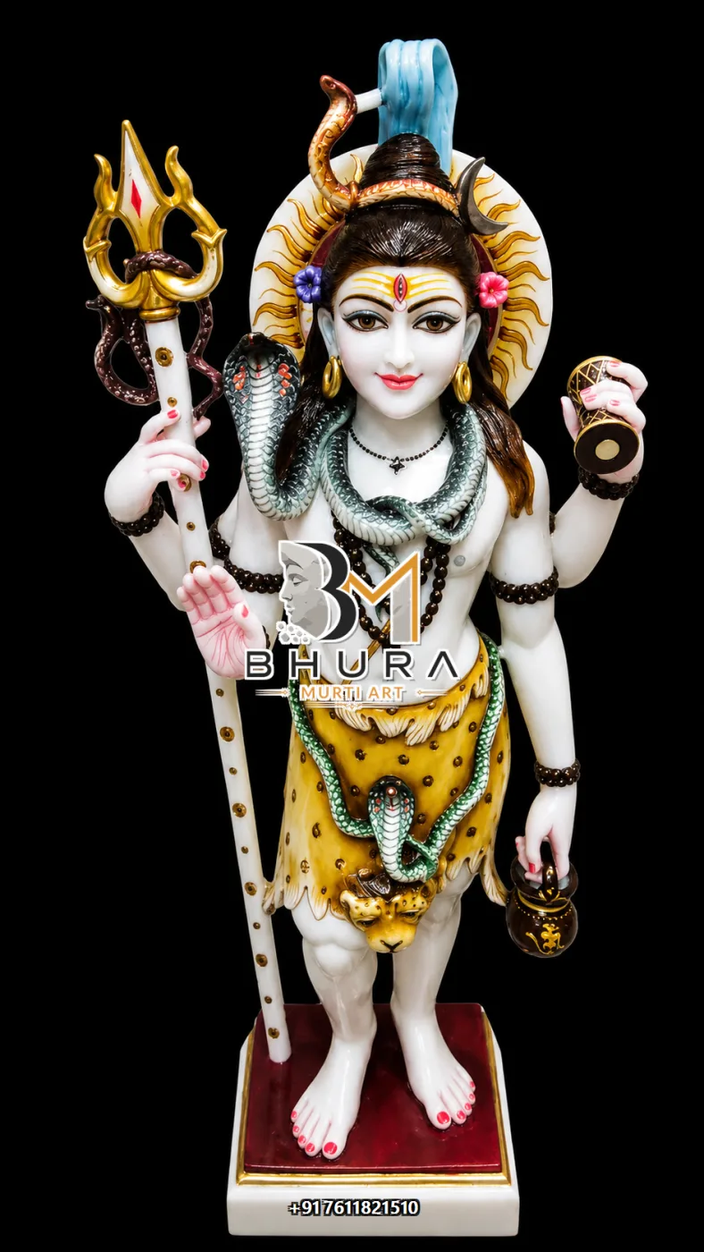 Divine Shiv Shankar Marble Statue Collection - handcrafted marble design view 4