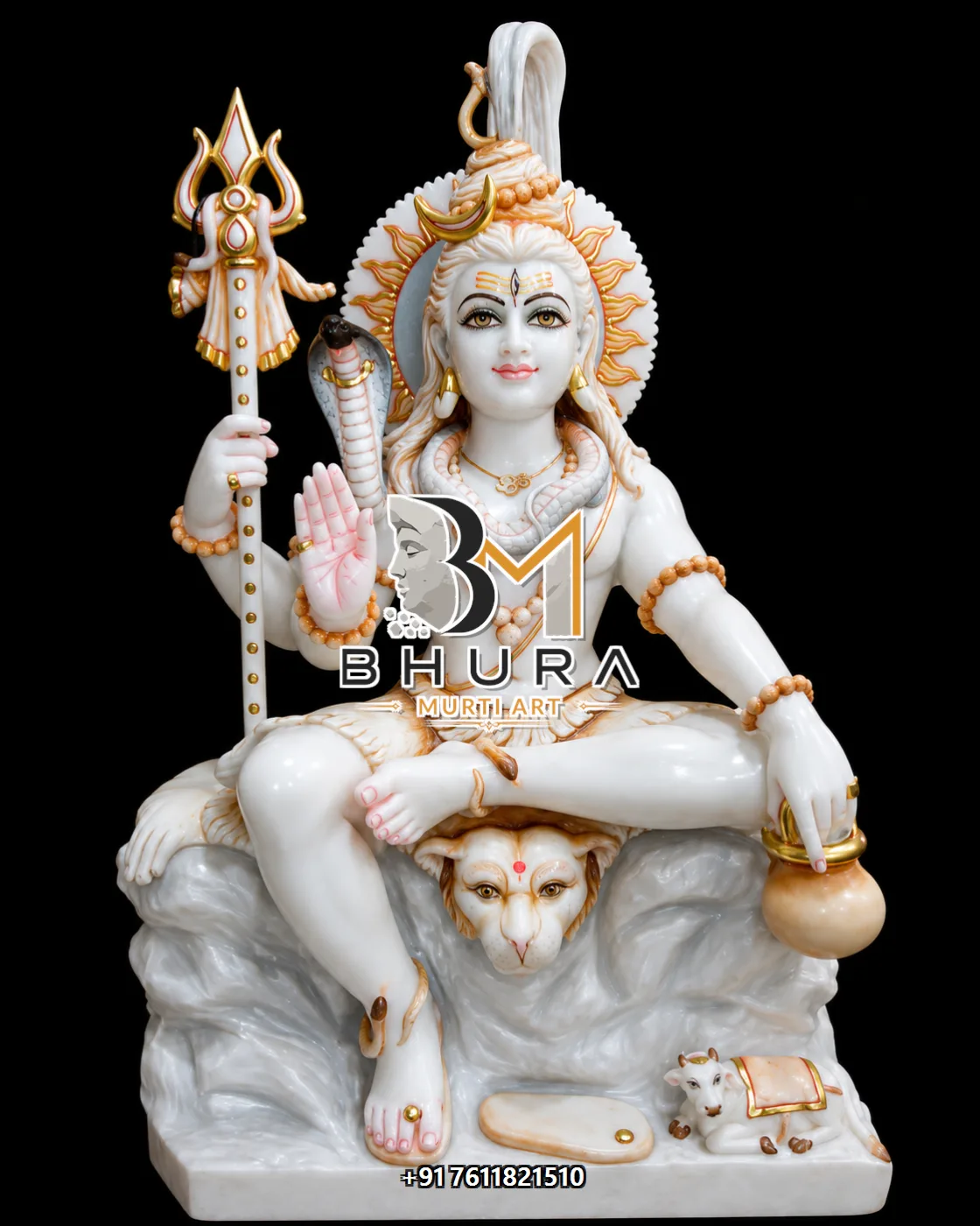 Kailash Shiv Shankar Marble Statue Collection - handcrafted marble design view 3