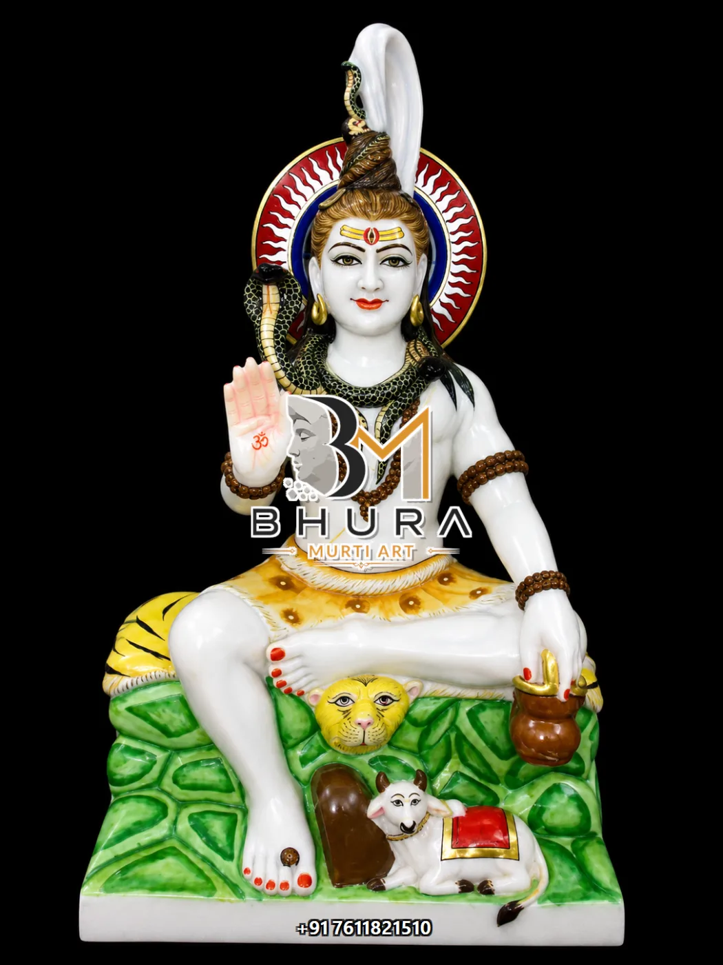 Blessing Pose Shiv Shankar Marble Statue Collection - handcrafted marble design view 2