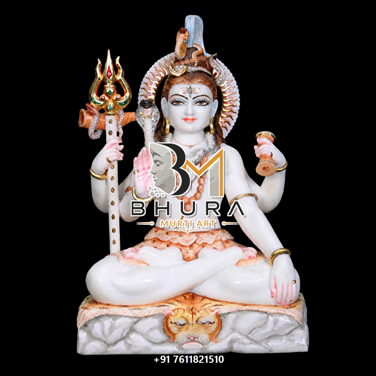 Trishul Shiv Shankar Marble Statue Collection - handcrafted marble design view 2
