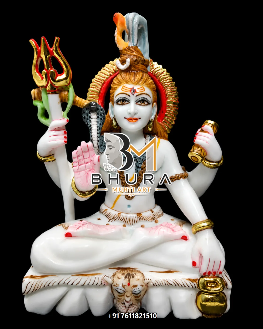 Elegant Shiv Shankar Marble Statue Collection - handcrafted marble design view 2
