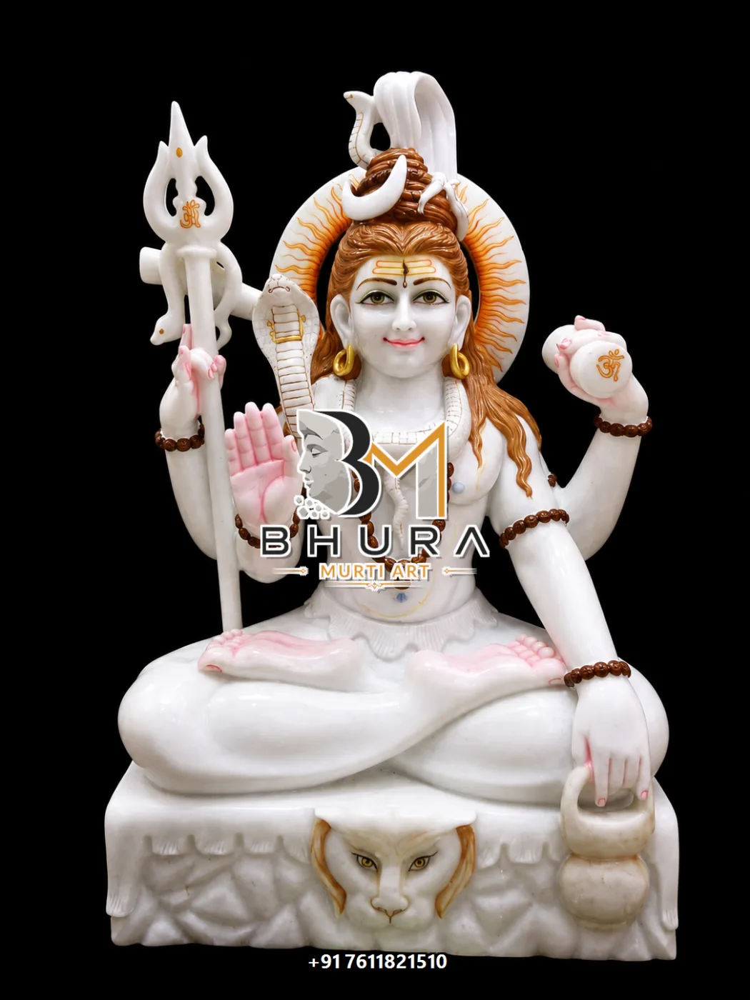 Elegant Shiv Shankar Marble Statue Collection - handcrafted marble design view 4
