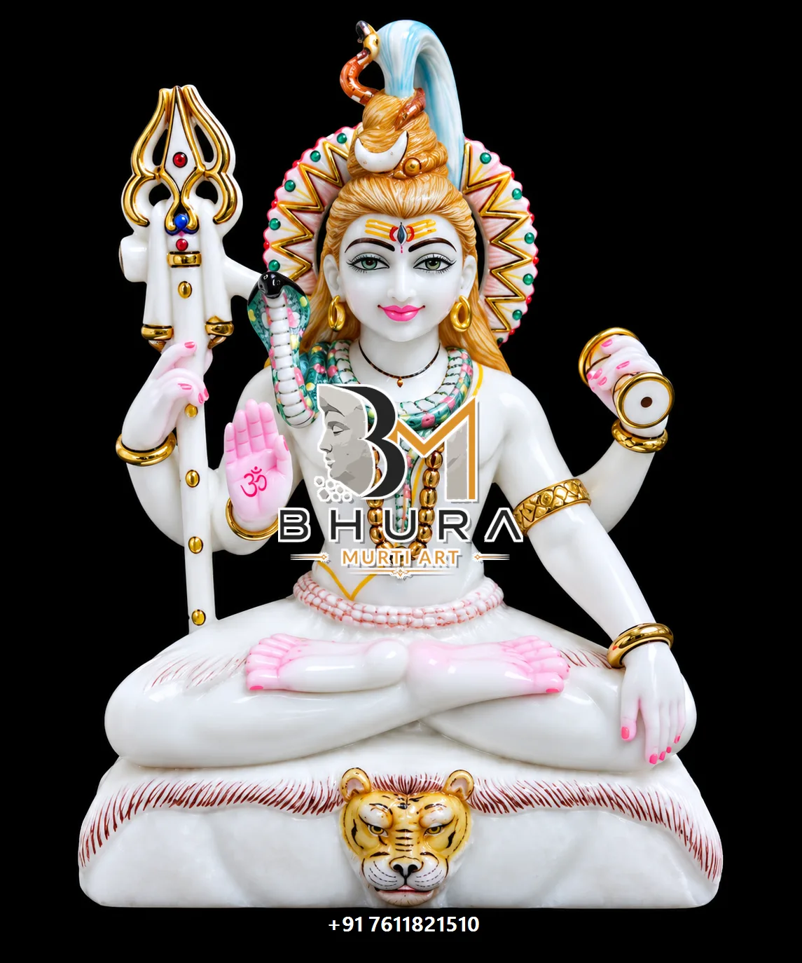 Elegant Shiv Shankar Marble Statue Collection - handcrafted marble design view 5