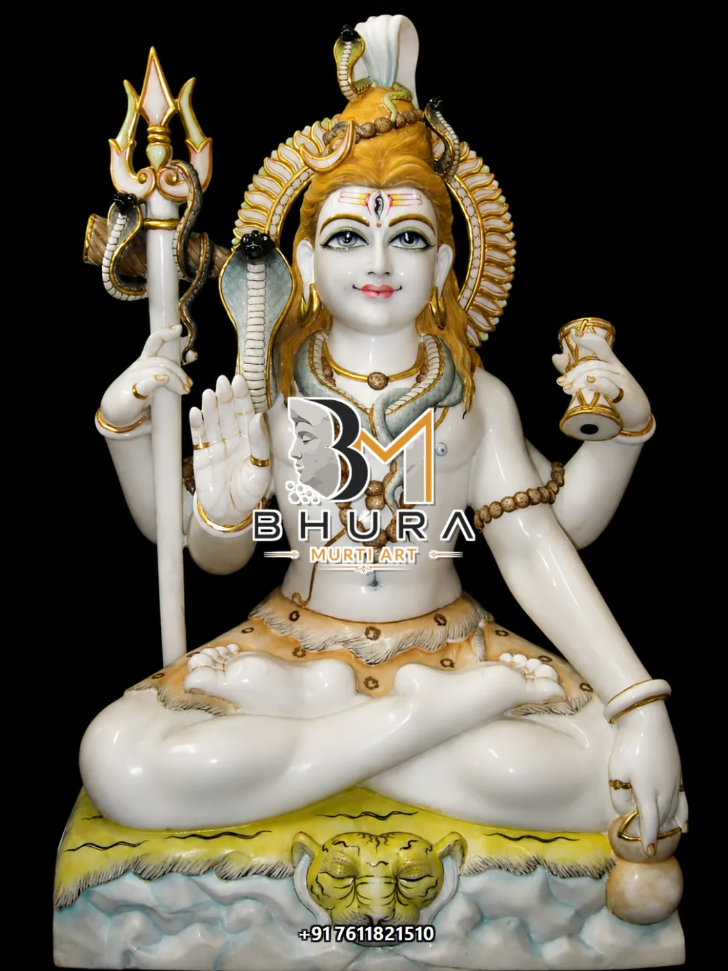 Devotional Shiv Shankar Marble Statue Collection - handcrafted marble design view 2