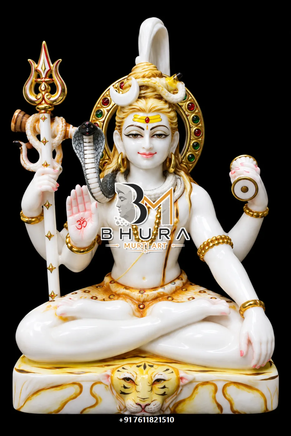 Devotional Shiv Shankar Marble Statue Collection - handcrafted marble design view 4