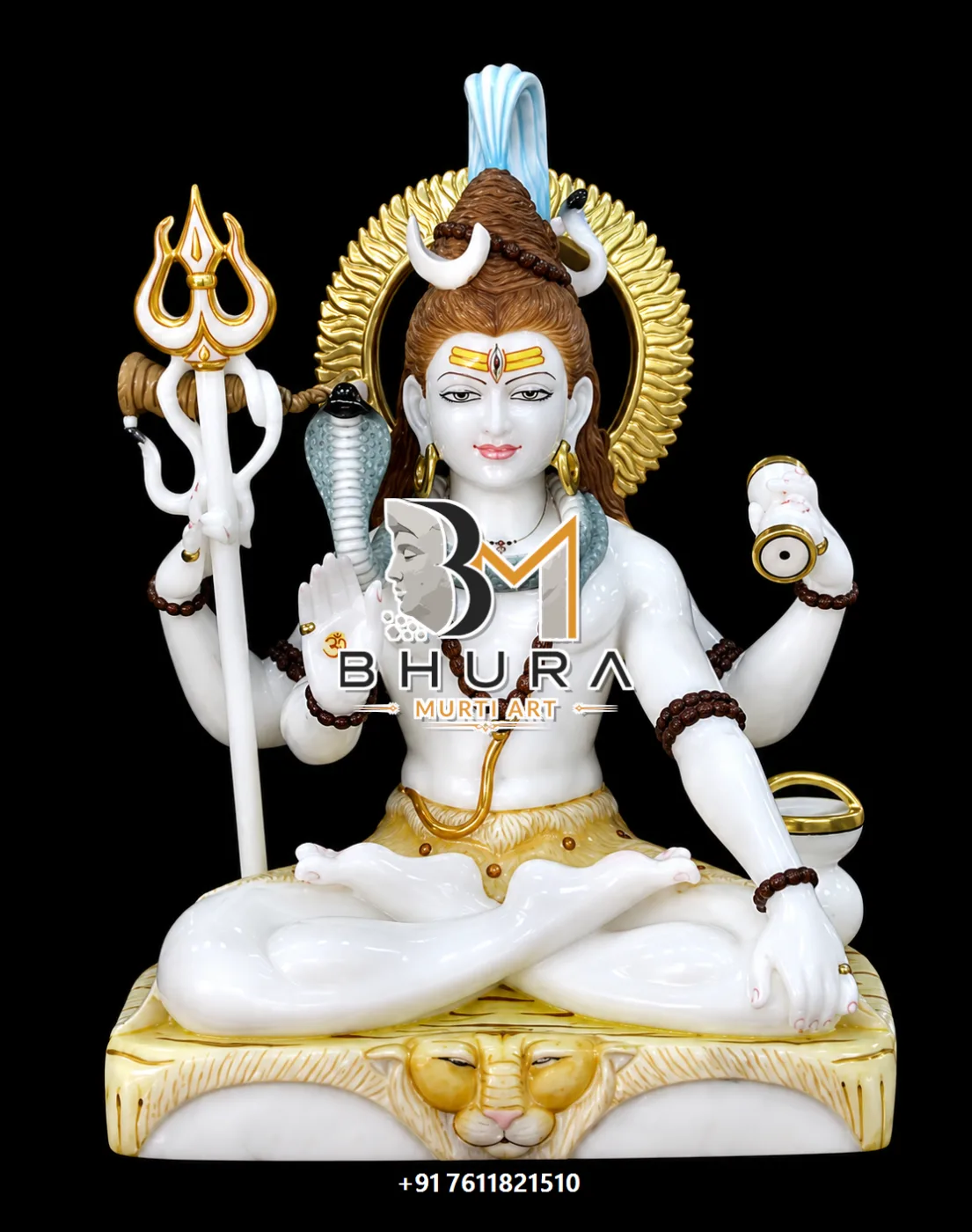 Hand-Carved Shiv Shankar Marble Statue Collection - handcrafted marble design view 2