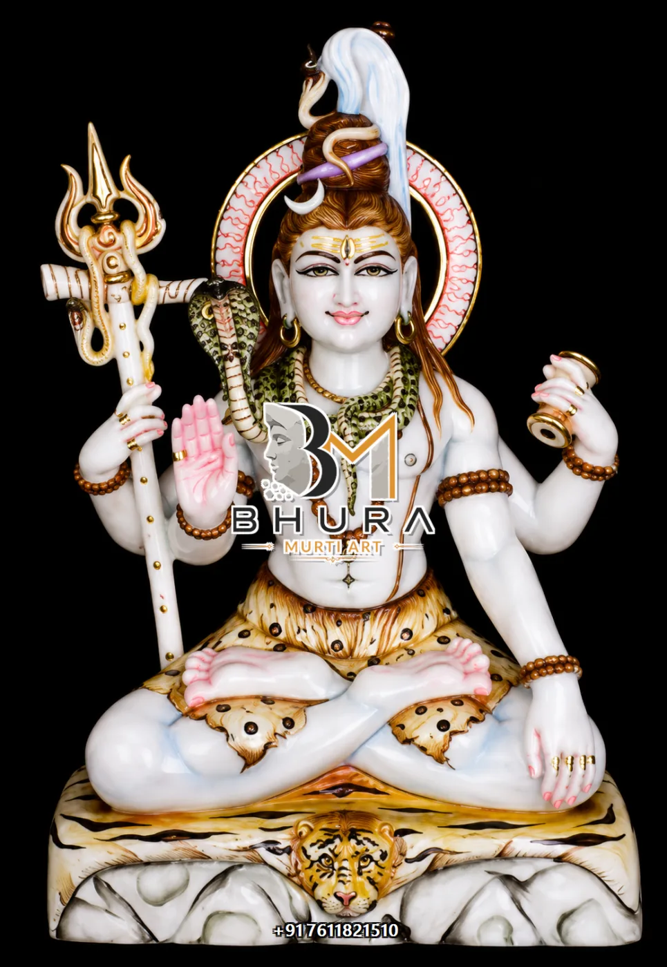 Hand-Carved Shiv Shankar Marble Statue Collection - handcrafted marble design view 4