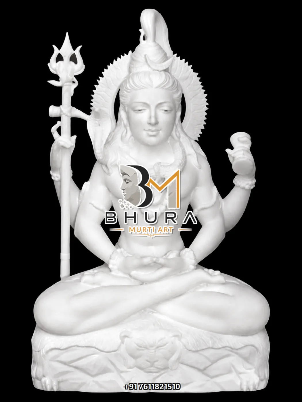Artistic Shiv Shankar Marble Statue Collection - handcrafted marble design view 4