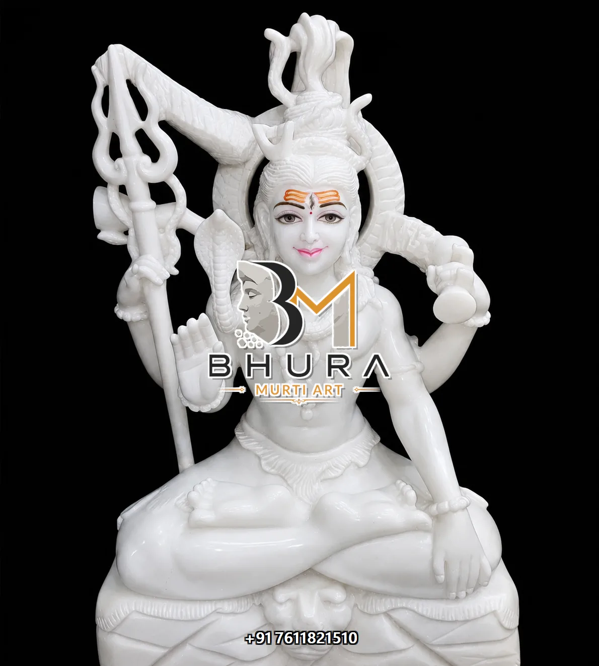 Designer Shiv Shankar Marble Statue Collection - handcrafted marble design view 2