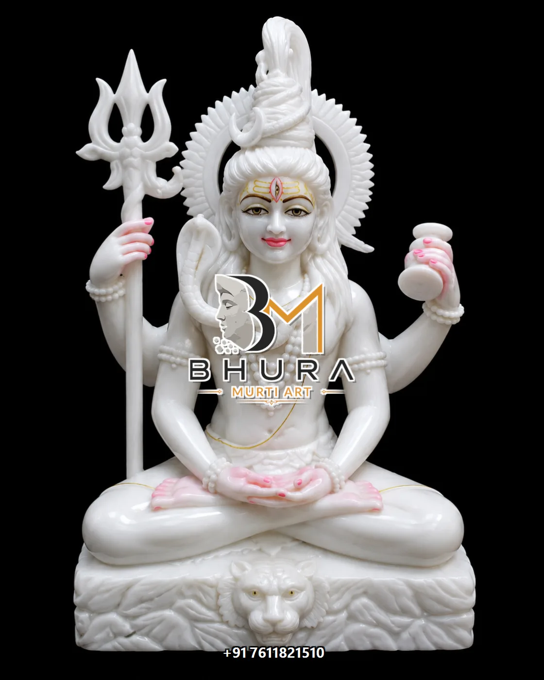 Designer Shiv Shankar Marble Statue Collection - handcrafted marble design view 3