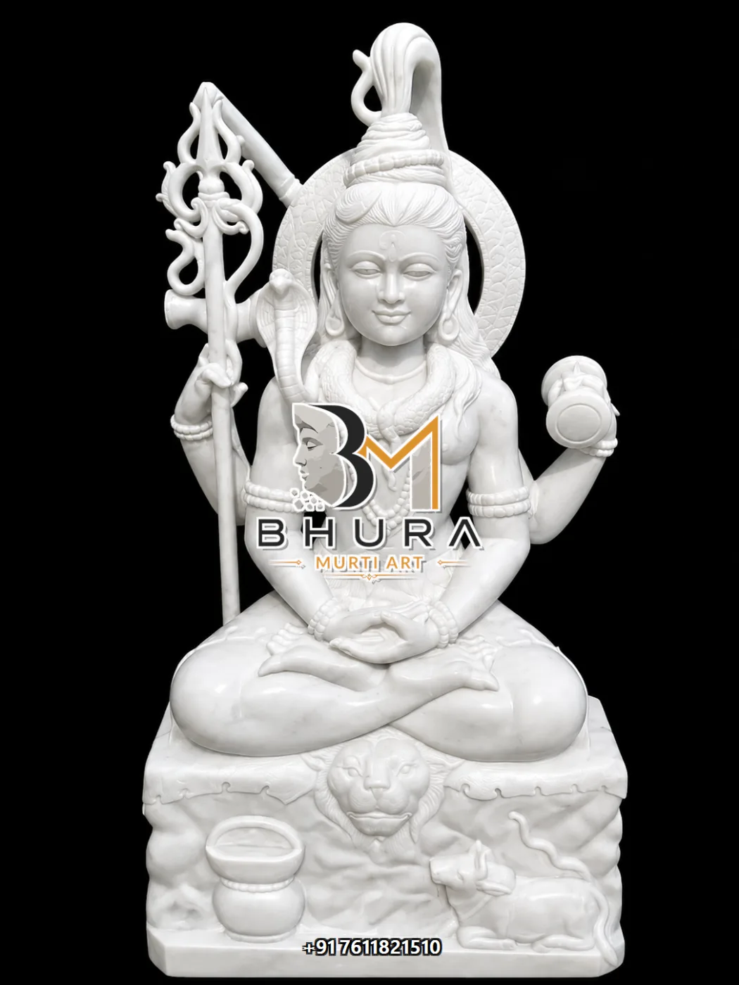 Designer Shiv Shankar Marble Statue Collection - handcrafted marble design view 4