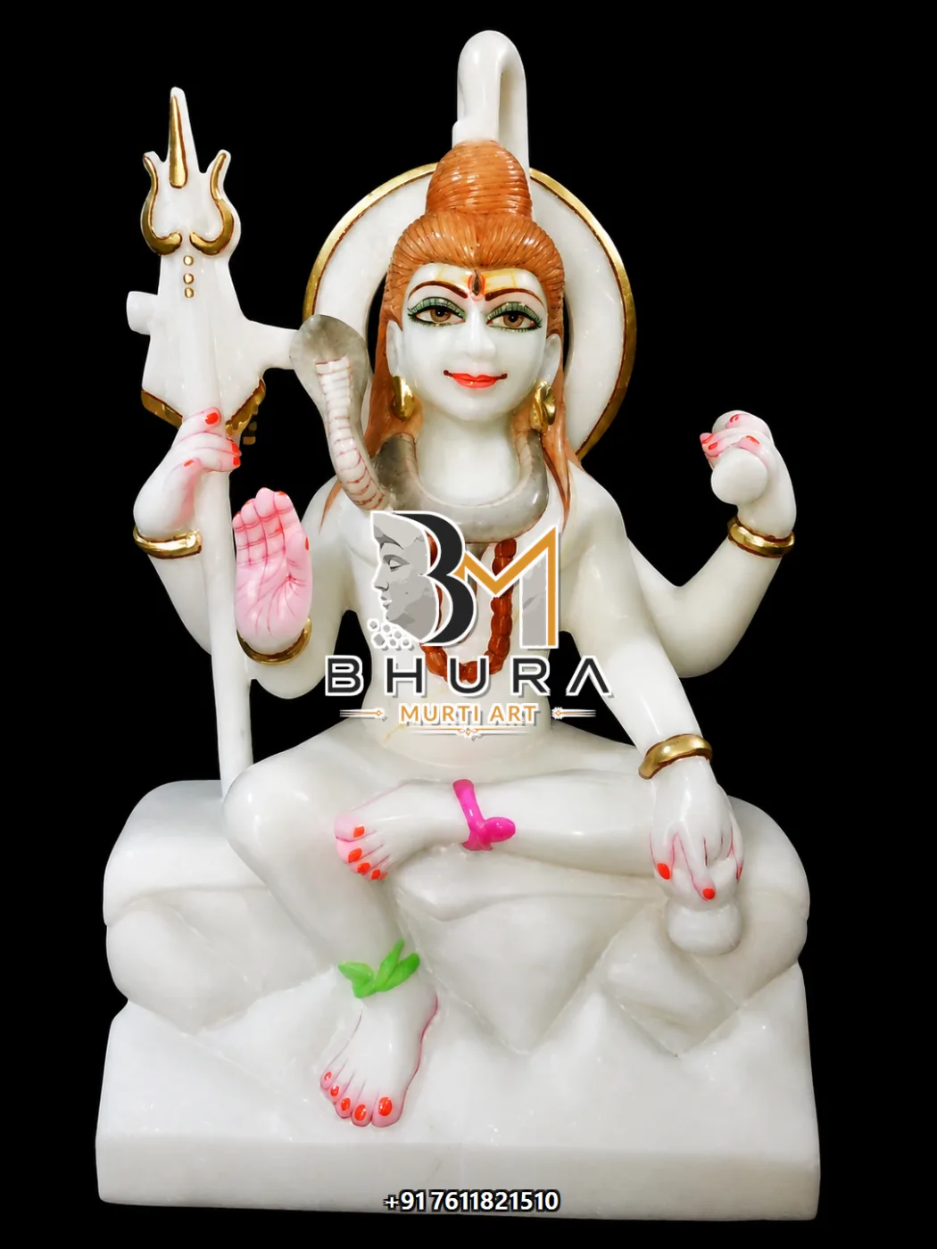 Designer Shiv Shankar Marble Statue Collection - handcrafted marble design view 5