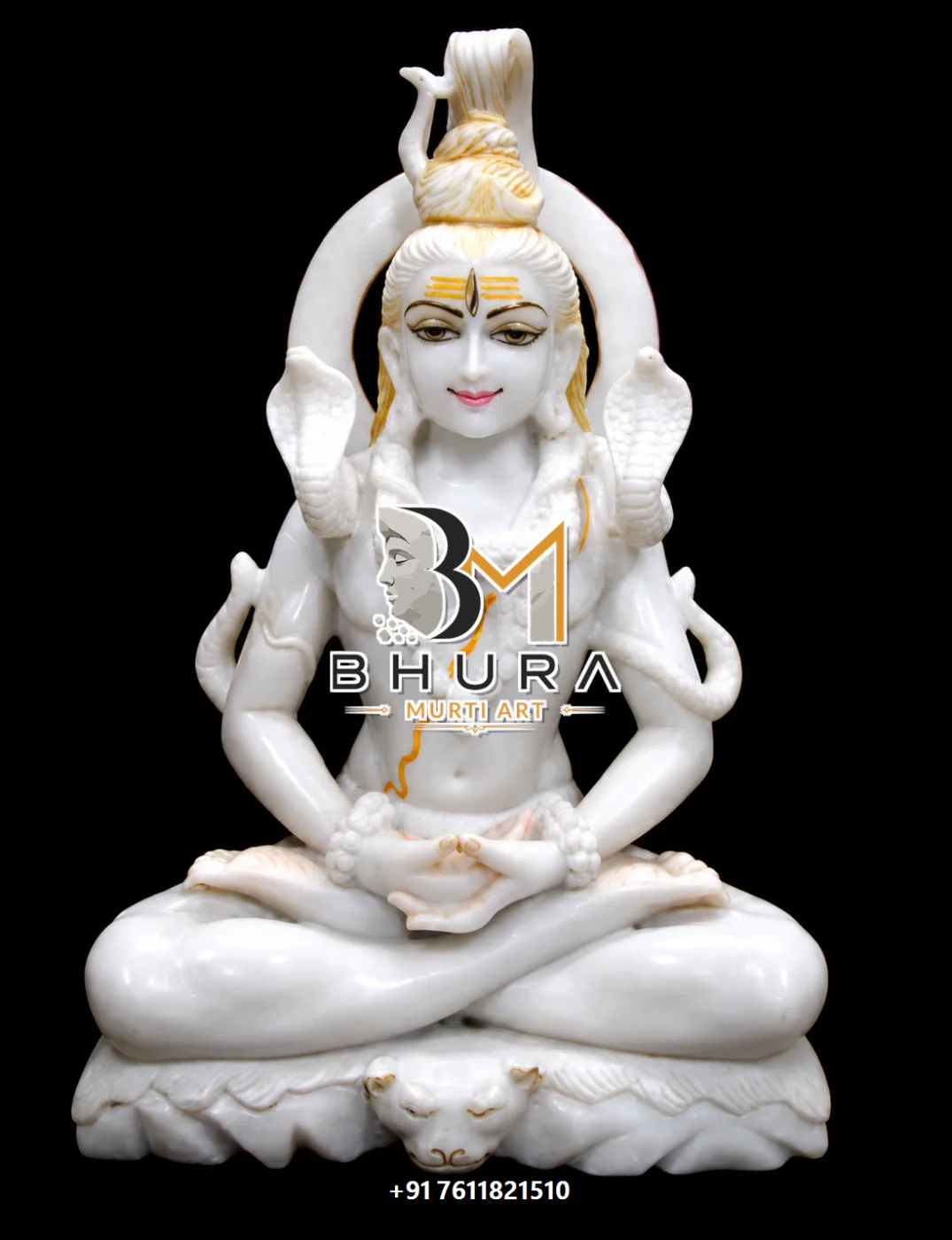 Spiritual Shiv Shankar Marble Statue Collection - handcrafted marble design view 3