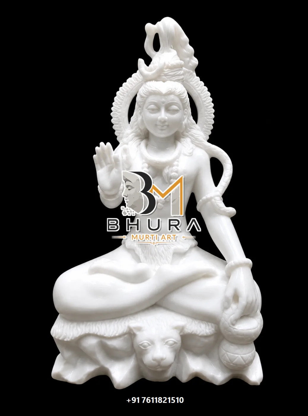Spiritual Shiv Shankar Marble Statue Collection - handcrafted marble design view 4
