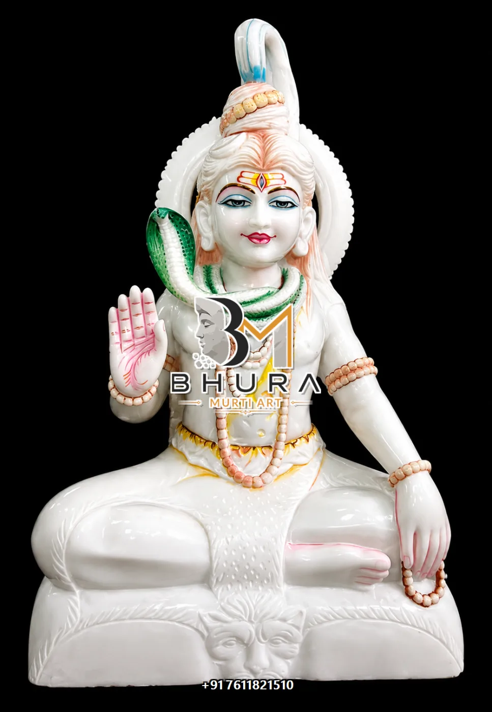 Sacred Shiv Shankar Marble Statue Collection - handcrafted marble design view 3