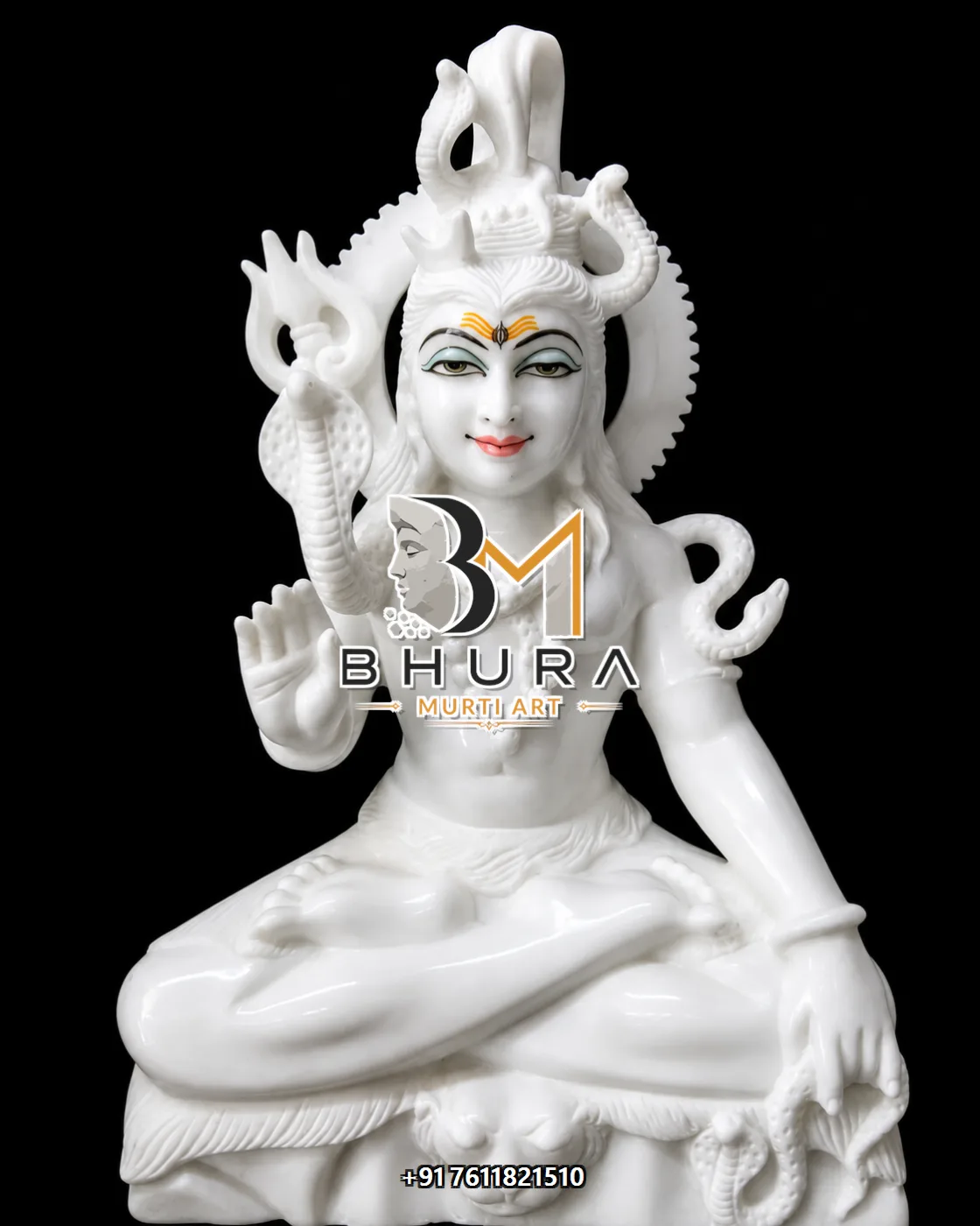 Sacred Shiv Shankar Marble Statue Collection - handcrafted marble design view 4