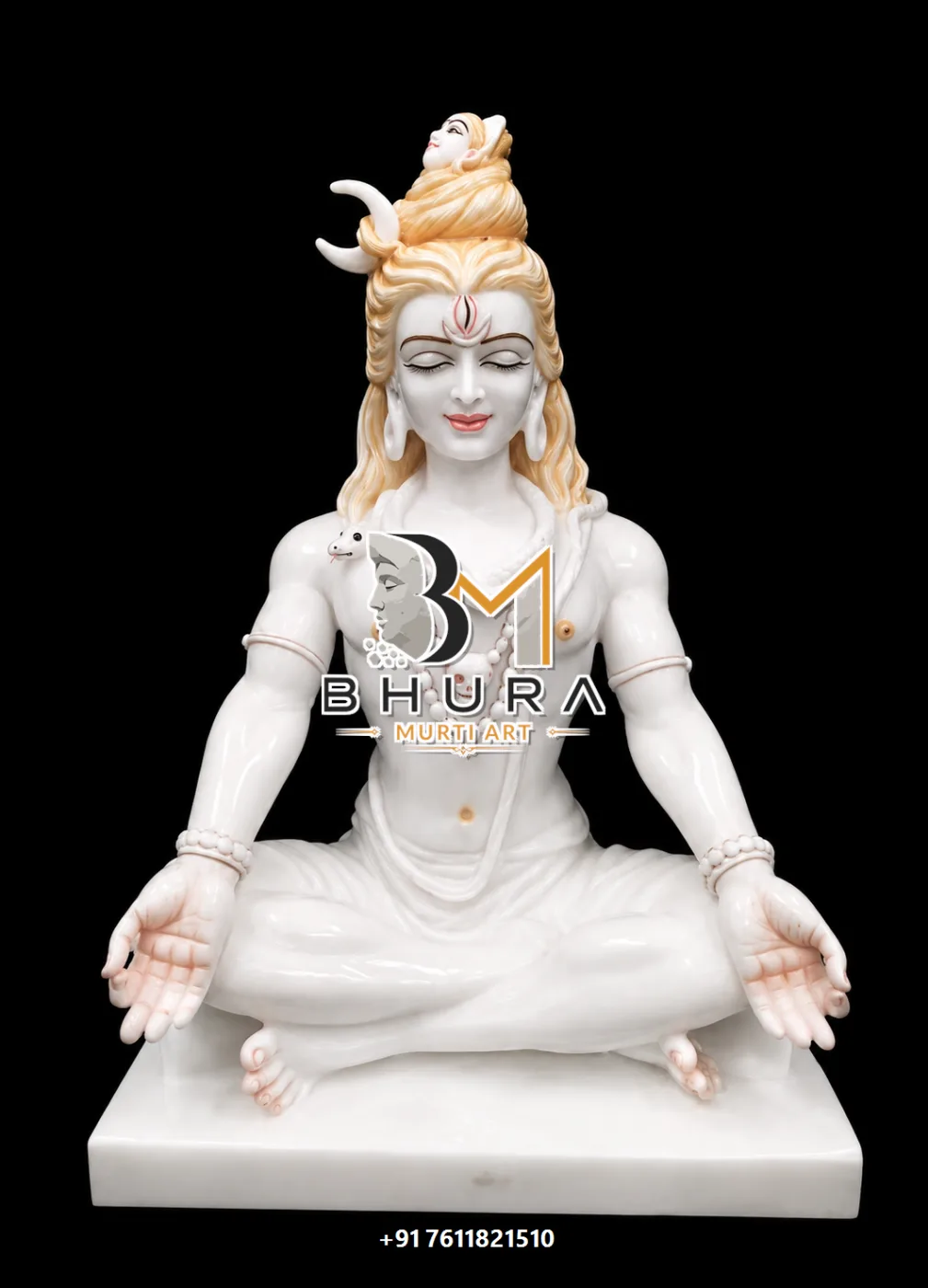 Classic Shiv Shankar Marble Statue Collection - handcrafted marble design view 2