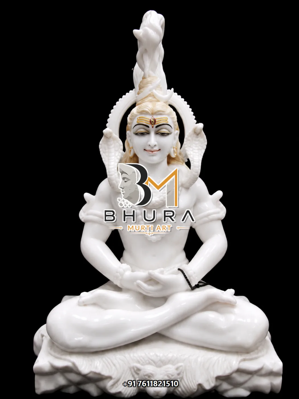 Classic Shiv Shankar Marble Statue Collection - handcrafted marble design view 4