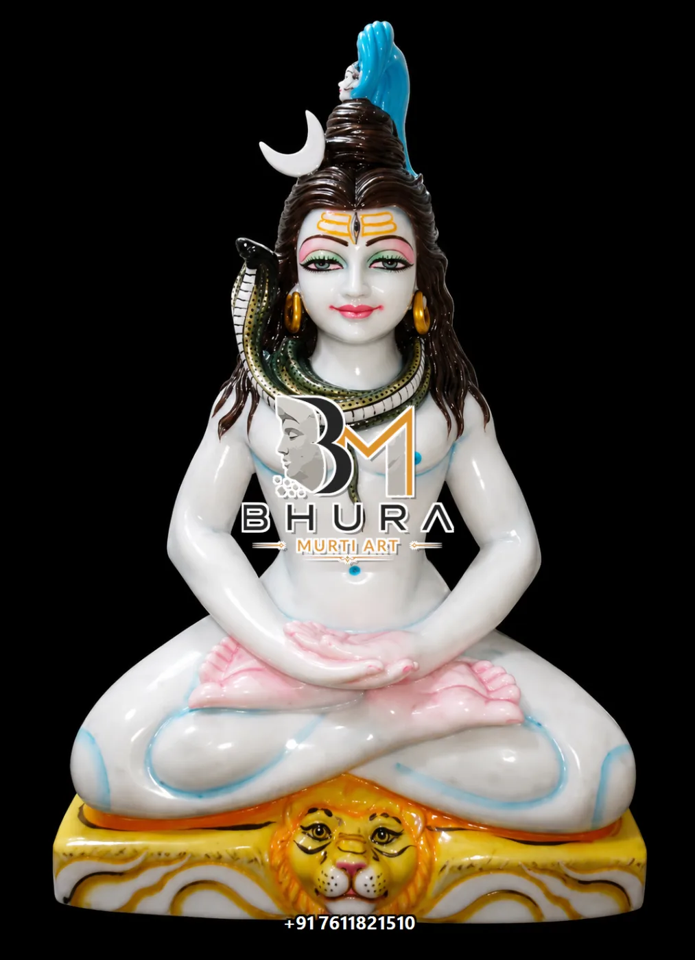 Decorative Shiv Shankar Marble Statue Collection - handcrafted marble design view 3
