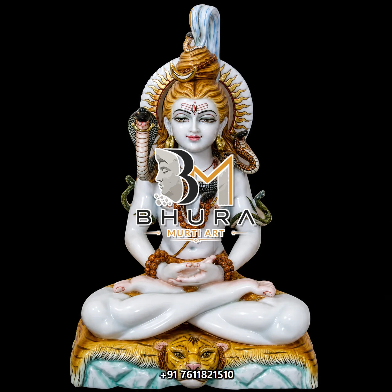 Decorative Shiv Shankar Marble Statue Collection - handcrafted marble design view 4