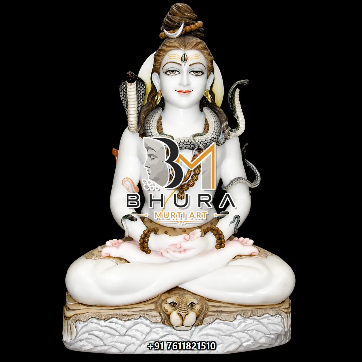Custom-Made Shiv Shankar Marble Statue Collection - handcrafted marble design view 3