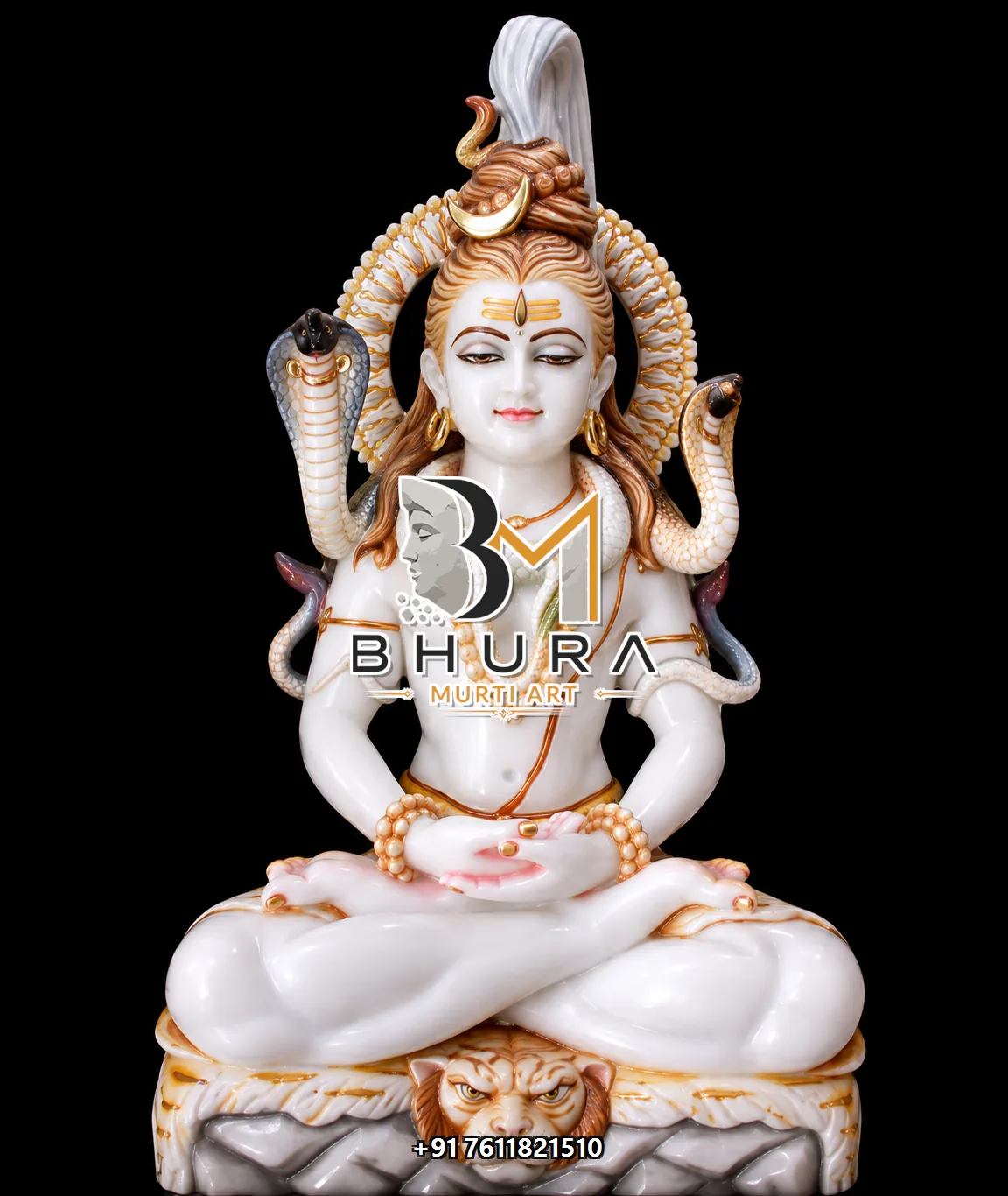 Custom-Made Shiv Shankar Marble Statue Collection - handcrafted marble design view 4