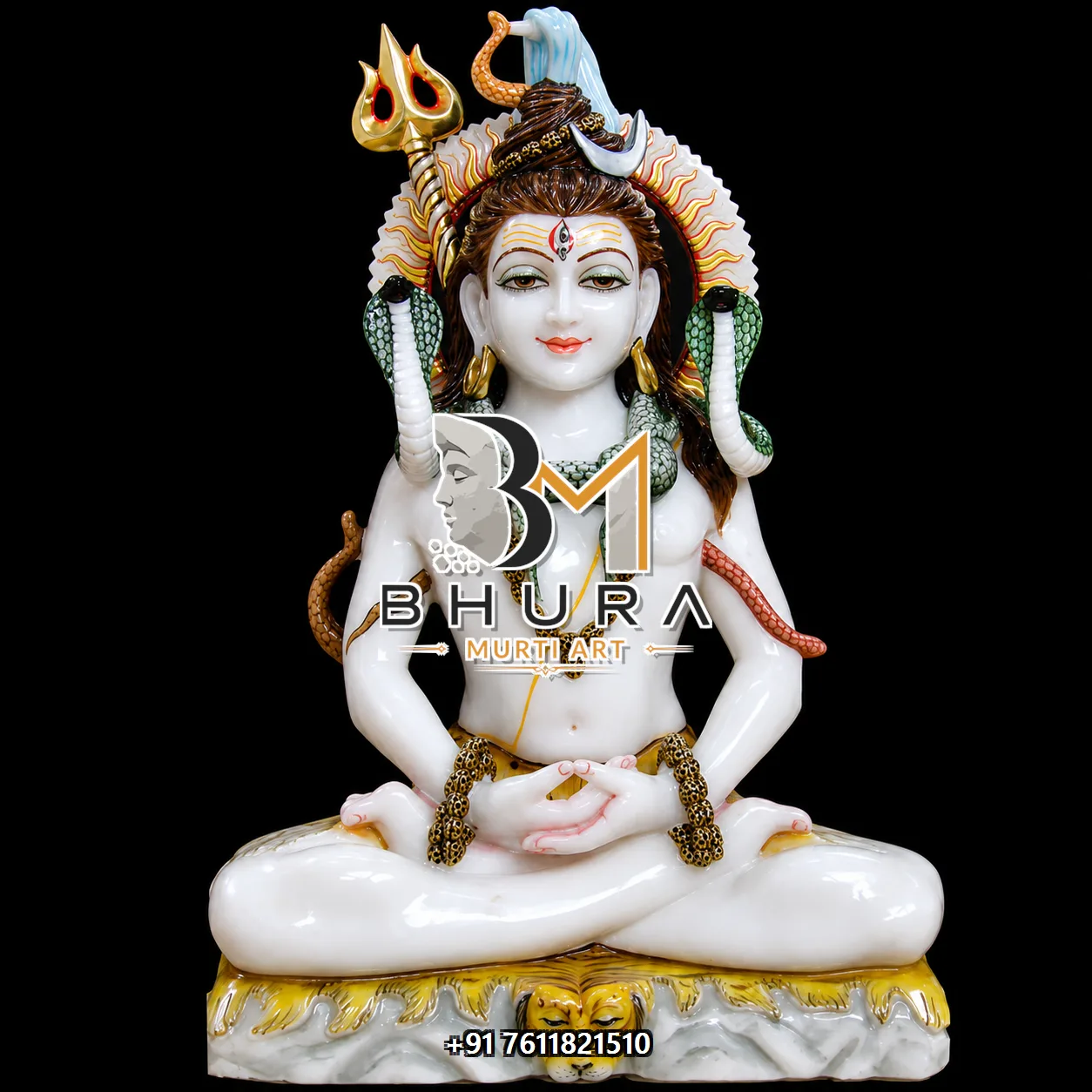 Serene Shiv Shankar Marble Statue Collection - handcrafted marble design view 2