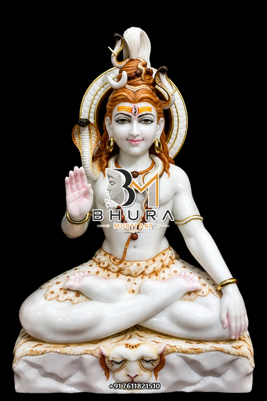 Traditional Indian Shiv Shankar Marble Statue Collection - handcrafted marble design view 2