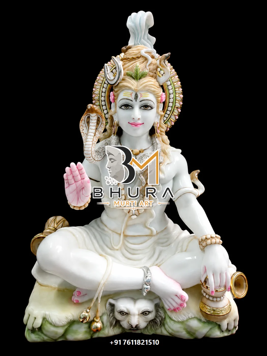 Traditional Indian Shiv Shankar Marble Statue Collection - handcrafted marble design view 3