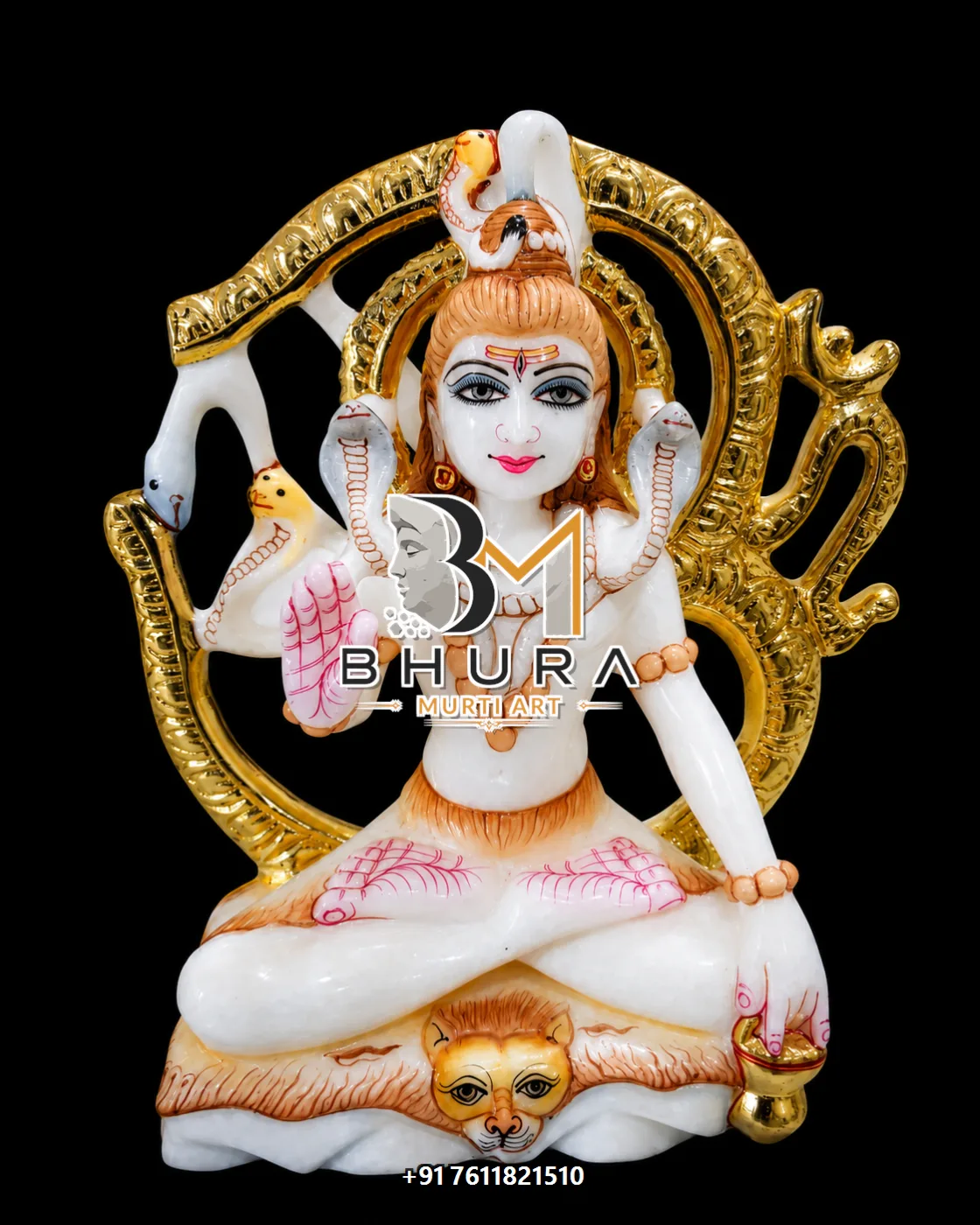 Meditation Pose Shiv Shankar Marble Statue Collection - handcrafted marble design view 2