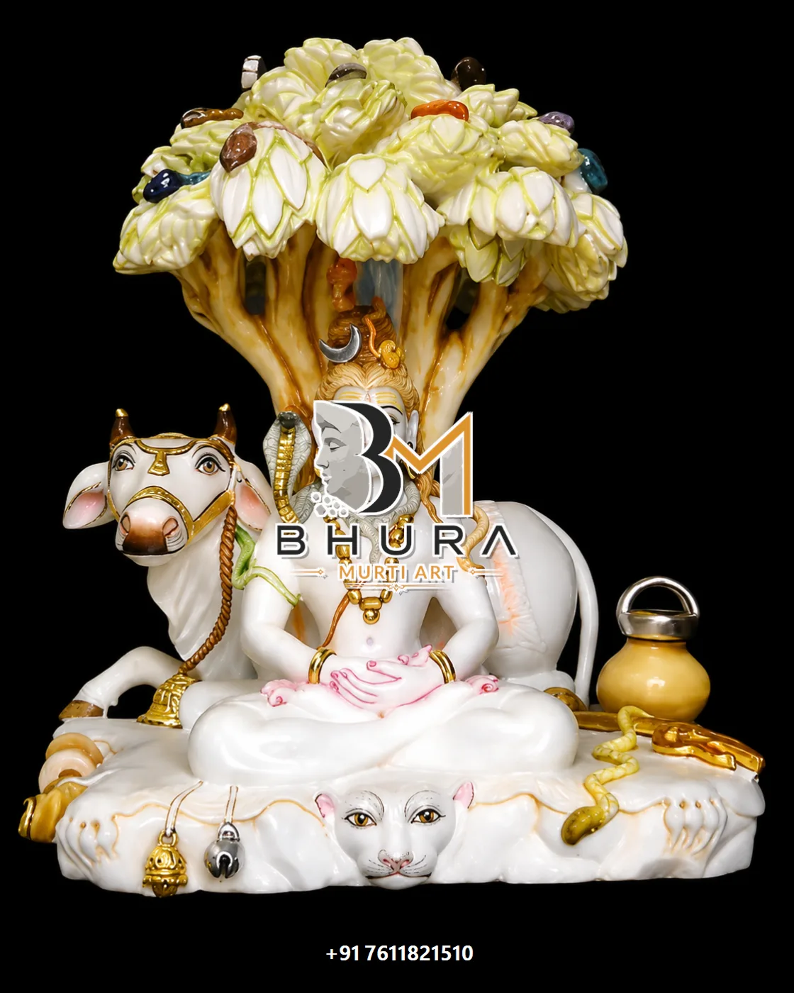 Exclusive Shiv Shankar Marble Statue Collection - handcrafted marble design view 4