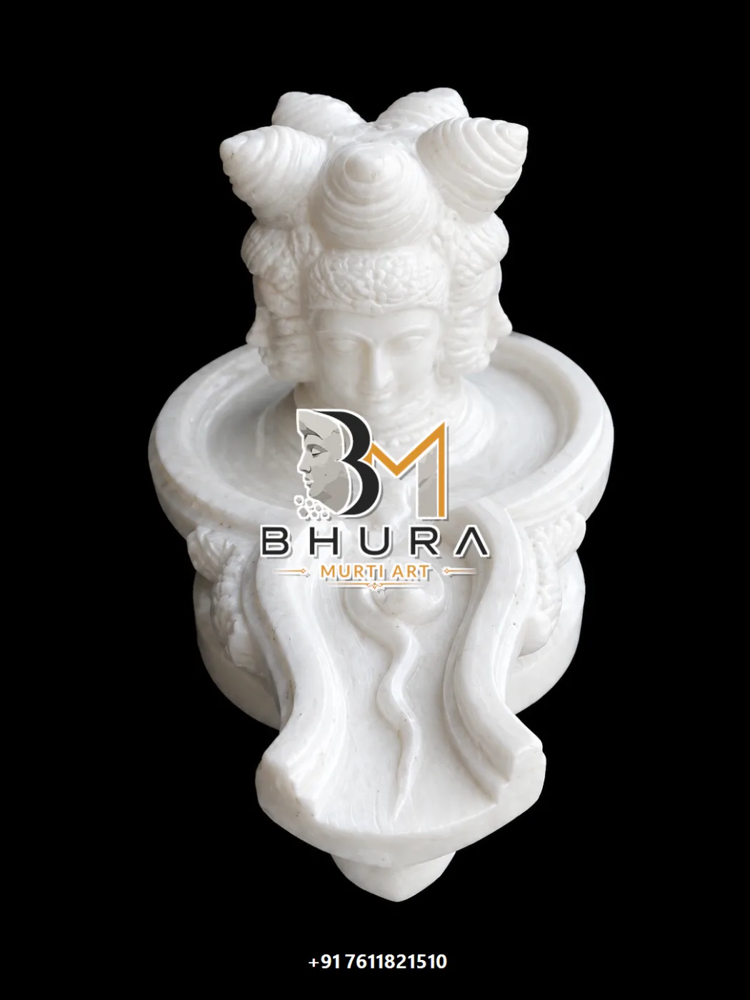 Devotional Shivling Jaladhari Statue Collection - handcrafted marble design view 4