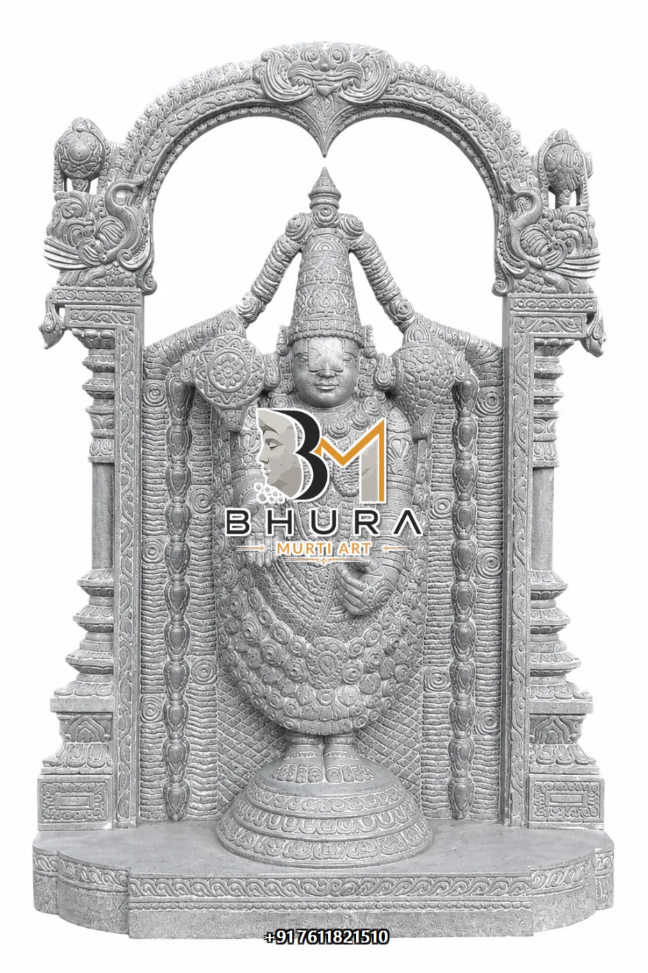 Traditional Tirupati Balaji Marble Idol Collection - handcrafted marble design view 3