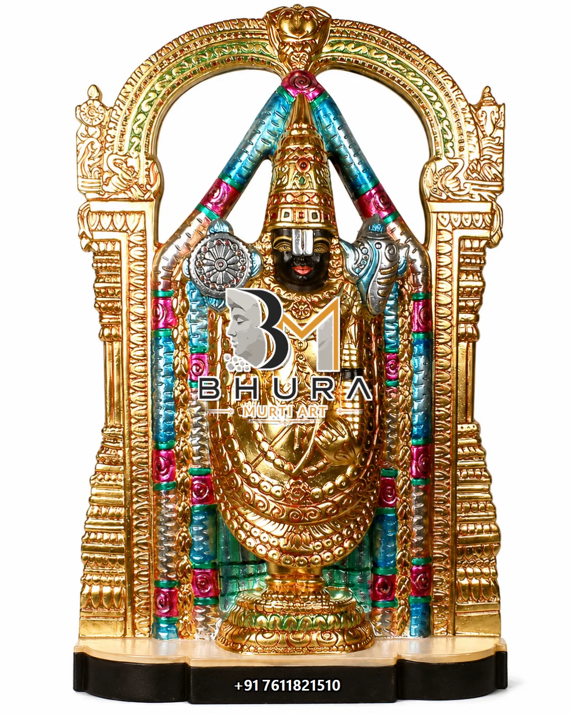 Temple-Style Tirupati Balaji Sculpture Collection - handcrafted marble design view 3