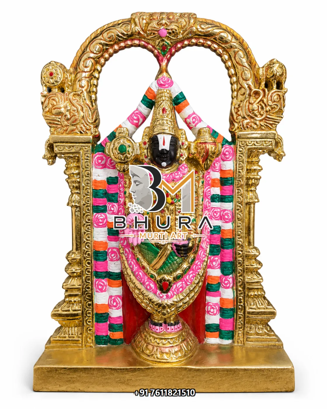Temple-Style Tirupati Balaji Sculpture Collection - handcrafted marble design view 4