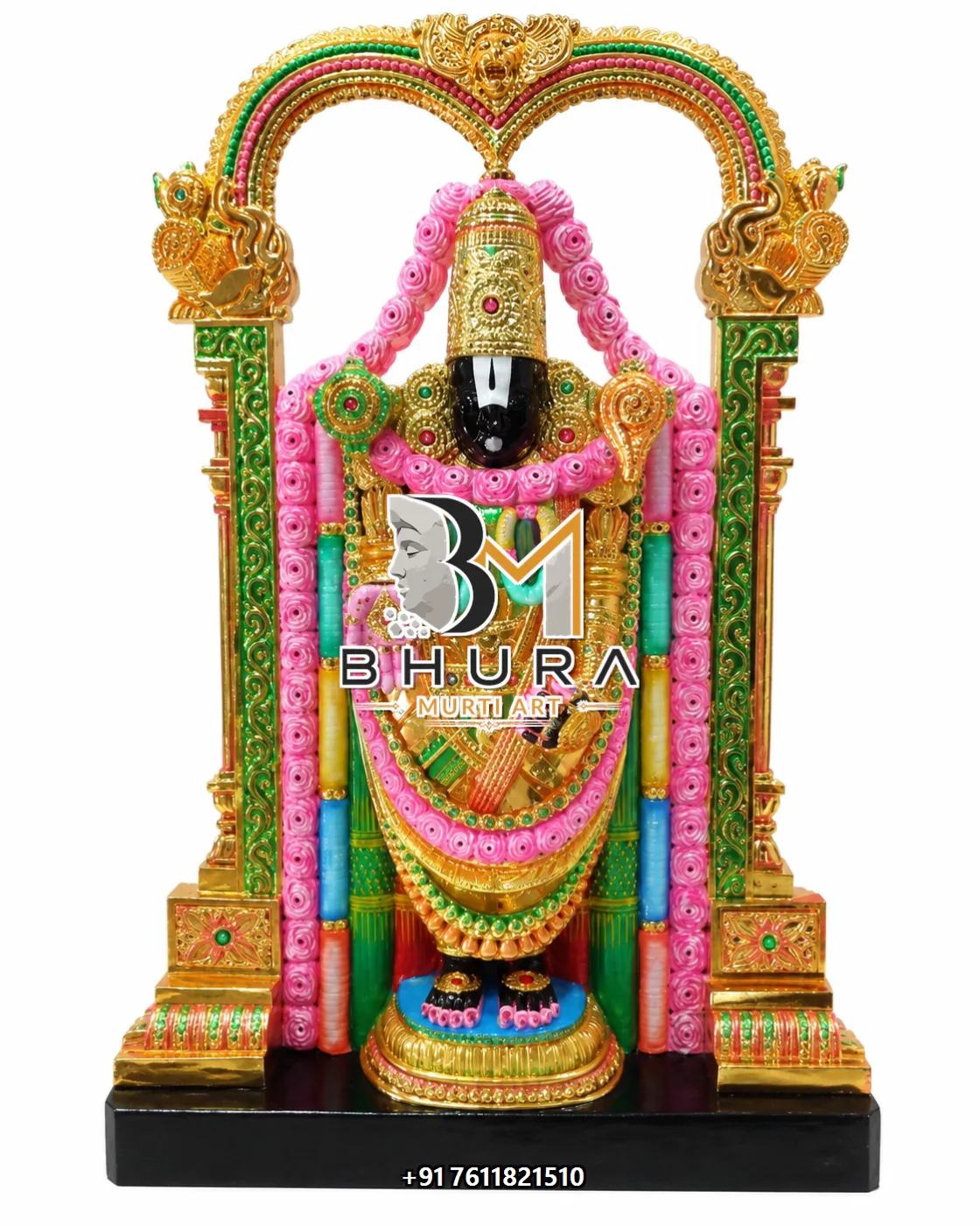 Temple-Style Tirupati Balaji Sculpture Collection - handcrafted marble design view 5