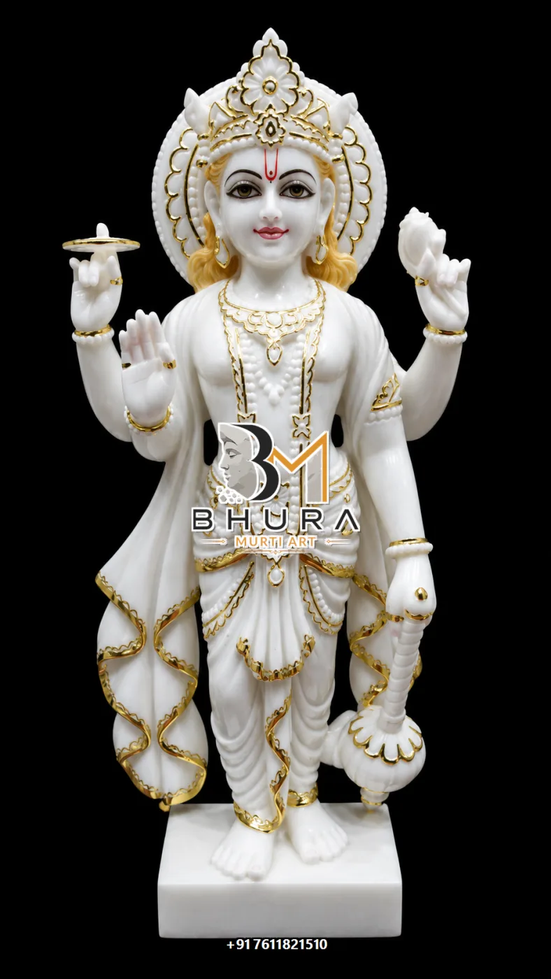 Vaikuntha Vishnu Laxmi Marble Statue Collection - handcrafted marble design view 2