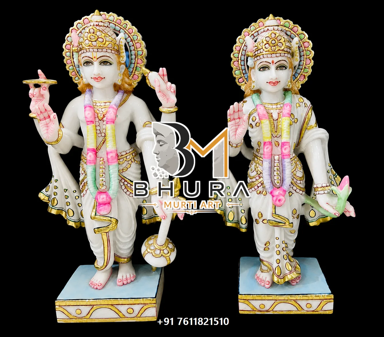Premium Vishnu Laxmi Marble Statue Collection - handcrafted marble design view 2