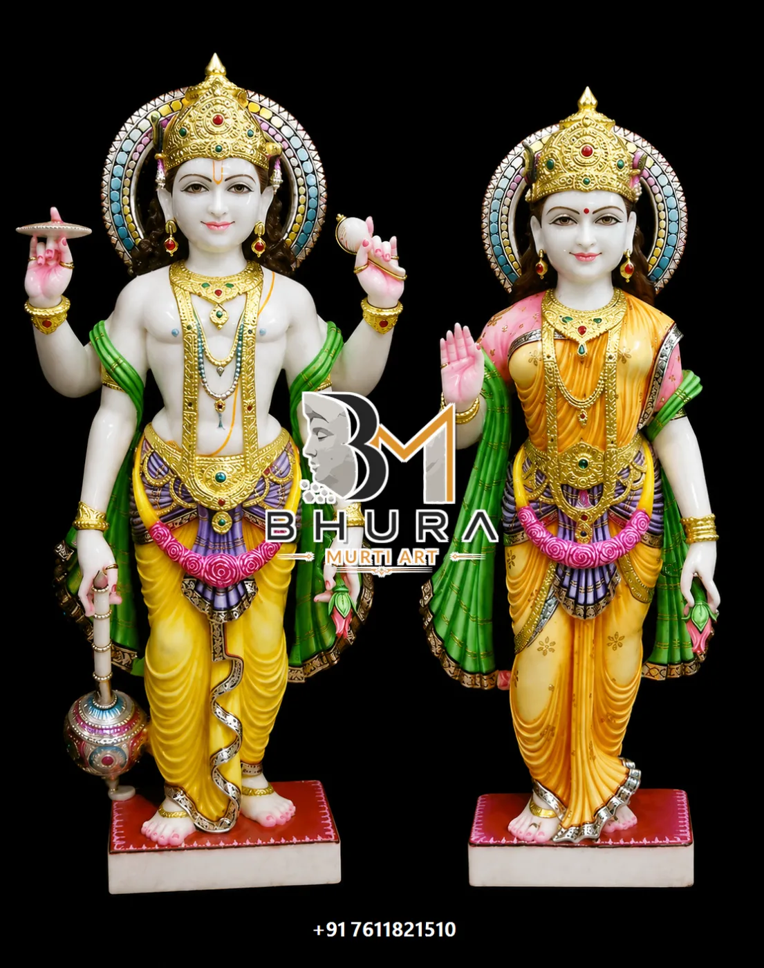 Artistic Vishnu Laxmi Marble Statue Collection - handcrafted marble design view 5