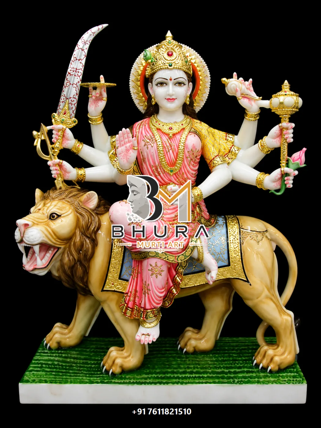 Durga Maa Soft Pink Lion Variant Collection handcrafted statue