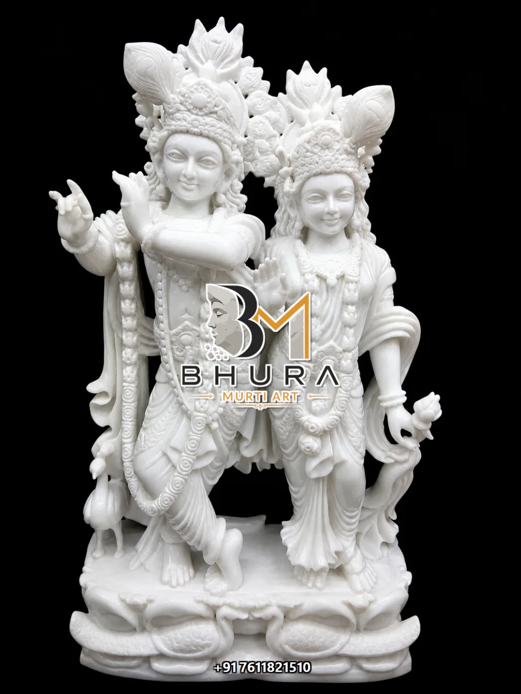 Radha Krishna Bansuri Marble Murti Collection handcrafted statue