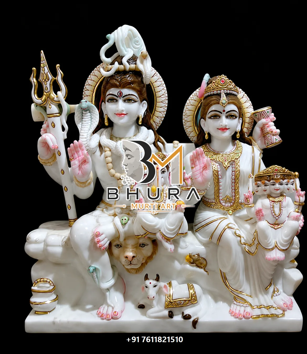 Blessing Pose Shiv Parvati Marble Statue Collection handcrafted statue